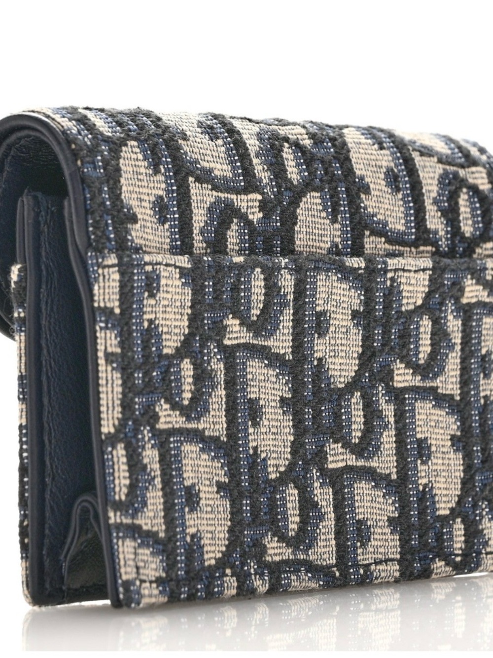 Dior Blue & Beige Oblique Monogram Clutch with Gold D-Ring - Picture 3 of 8